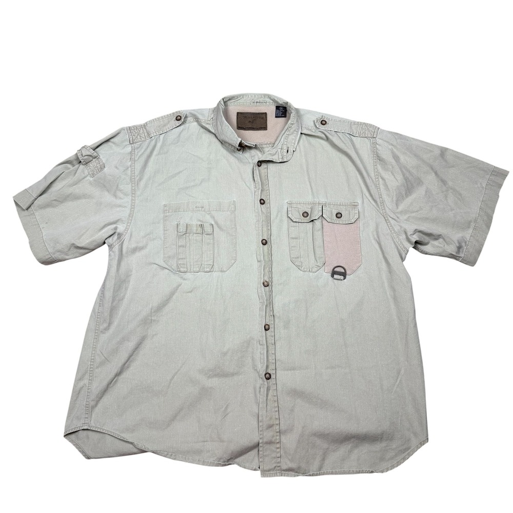 North River Mens XL Khaki Tan Short Sleeve Utility Fishing Hiking Shirt Cotton - Picture 2 of 10